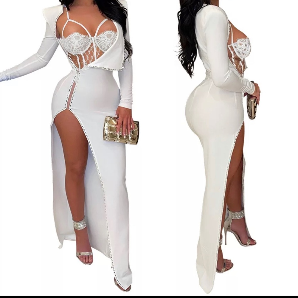 🔥Leader of the pack Diamonds hot drill high side split dress.🔥 - Picture 2 of 6